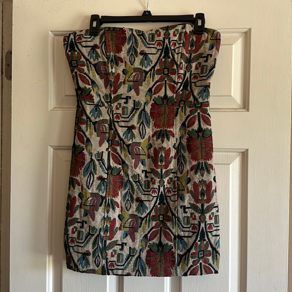 Floral Stitched Mini Dress with Velvet Back